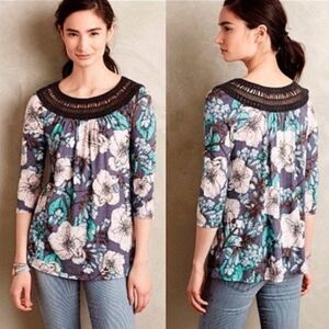 Anthropologie Meadow Rue Earthy Delight Floral Top